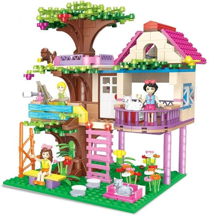 HOGOKIDS Tree House Friends Building Set with LED Light - Girl House Forest Building Block Toy Kit Birthday Valentines Day Gifts for Kids Girls Boys Age Age 6-12+ Years