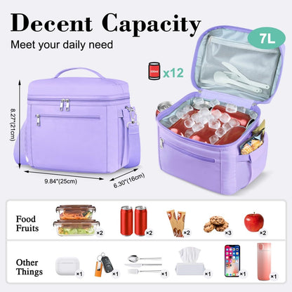 DALINDA Insulated Lunch Bag Lunch Box for Women Men,Leak-Proof Cooler Bag Lunchbox Lightweight for Work Picnic,Beach,Camping,Travel