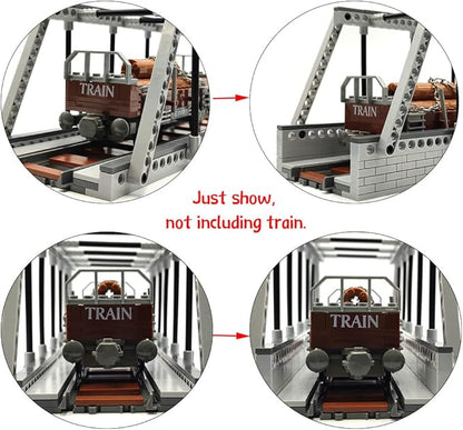 Classic Train Building Bridge City Passenger Express Train Tracks Toys Accessories Railroad Construction Building Block Compatible with Major Brand (Train Bridge)