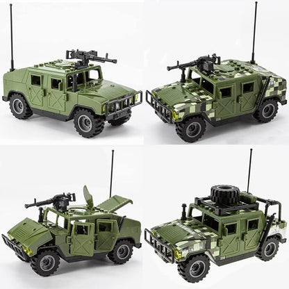 Military Vehicles Building Blocks Sets Compatible with Lego Military Off-Road Vehicle Set Army Model Kit STEM Toys for Boys Kids and Teens Ages 8-14(Green)
