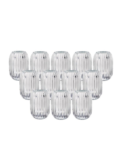 Serene Spaces Living Clear Optical Glass Votive Holder, Perfect for Weddings and Home Décor, 5" Tall & 3.5" Diameter, Set of 12