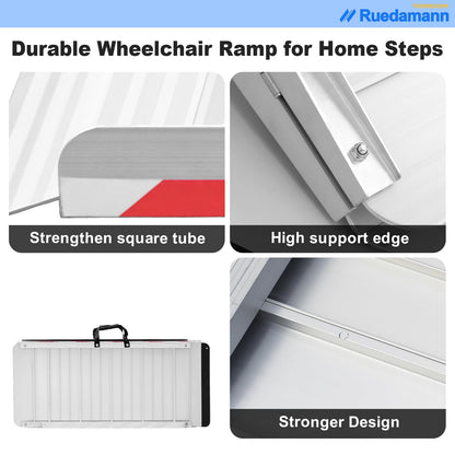 Ruedamann 6FT Wheelchair Ramp, 33" Extra Wide Aluminum Ramps for Wheelchairs for Home, 1000 LBS Capacity Portable Ramp with Handle, Non-Slip Wheelchair Ramps for Home Steps, Entry, Stairs, Doorways