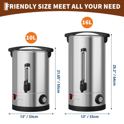 110 Cups Coffee Urn - 16 L/4.2 Gal Commercial Coffee Maker, Double Wall Stainless Steel Coffee Dispenser Hot Water Urn, Large Capacity Hot Coffee Dispenser for Meeting Wedding Catering