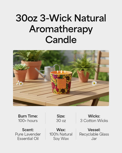Wild Flowers Scented Candle, 30oz Natural Soy Wax, Large 3 Wicks Luxury Aromatherapy | Natural Candles Non-Toxic | 100+ Hour Clean Burn,Long Lasting Big Candles for Home Decor,Stress Relief,SPA