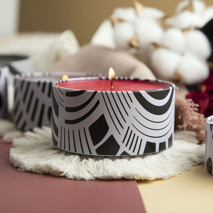 Hearth & Harbor Tin Candle Jars for Making Candles - DIY Candle Containers with Lids - Metal Candle Jars - Bulk Tins Storage for Candle (12, Black and White Abstract)