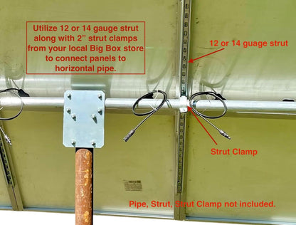 Solar Panel Array Top of Pole Ground Mount Bracket 2" - 2.5" - 3" Pipe Universal Bolt On