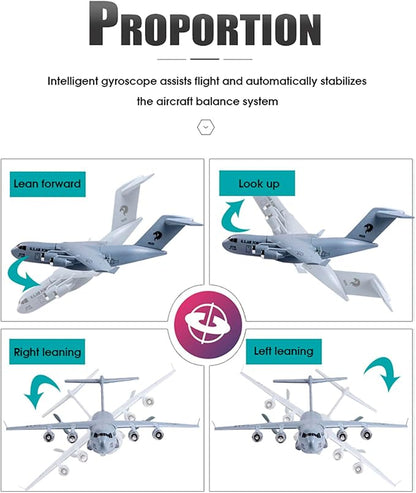 RC Plane Remote Control Airplane 2 Channels RC Airplane C-17 Military Transport Aircraft 2.4GHz EPP Foam Fixed-Wing RC Glider with Gyro and 2 Batteries Easy to Fly for Beginners