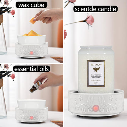 kobodon Wax Melt Warmer for Scented Wax,Ceramic Wax Warmer Fragrances Candle Oils, Home Fragrance Wax Burner,True White Electric Candle Warmer as Gifts for Mom Women(Hummingbird)