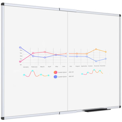 VIZ-PRO Magnetic Foldable Whiteboard, 48 x 36 Inches, Dry Erase Wall Mounted Board for School Office and Home