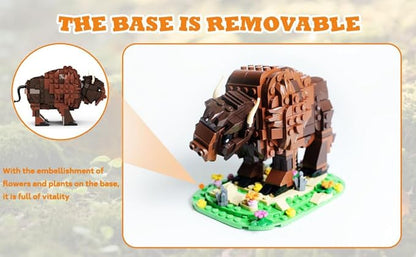 Kadablok Bison MOC Building Sets American Bison Building Blocks Set for Adults MOC Bison Animal Building Kit Model Ornaments Creative GiftsYellowstone Inspired Bison Collectible Display 418 PCS