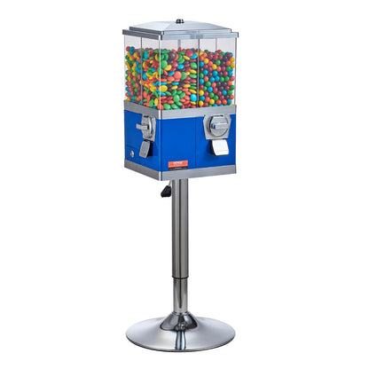 VEVOR Commercial Vending Machine, Four Compartment Rotatable Gumball and Candy Dispenser, Adjustable Height Coin Operated Candy Bank with Iron Stand, for Business Toy Capsules Bouncy Balls Nut, Blue
