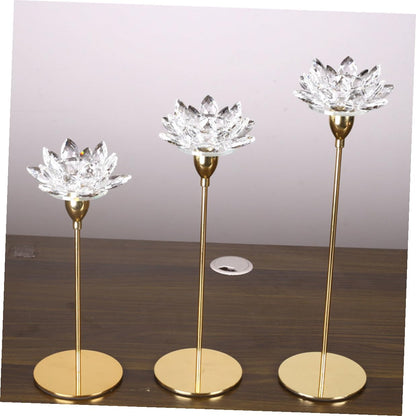 FOMIYES Metal Candlestick Holder Crystal Lotus Candleholder Small Size Simple Decorative Candle Stand Wedding Candlelight Dinner Ornament