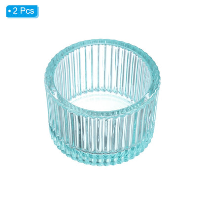 PATIKIL 2 Pcs Tealight Candle Holder, Tea Lights Candle Holder Glass Votive Candle Holders Glass Candle Holders for Table Centerpiece Decor Wedding Dinner Party, Blue