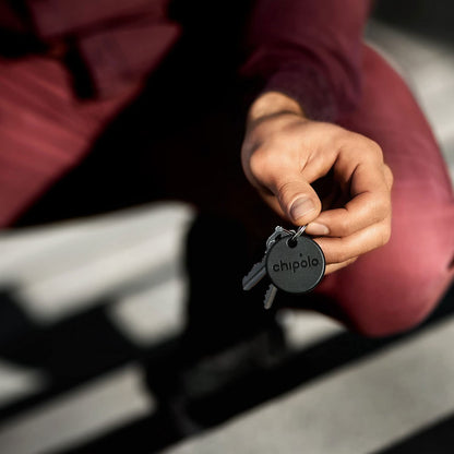 Chipolo ONE Spot - 4 Pack - Finder, Bluetooth Tracker - Works with The Apple Find My app (only for iOS) (Almost Black)
