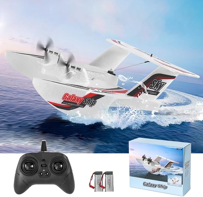 GoolRC RC Plane 3CH Remote Control Airplane for Water Land &amp Air Amphibious Triphibian RC Aircraft 2.4GHz Seaplane Glider RC Floatplane with 6-Axis Gyro &amp 2 Batteries for Adults