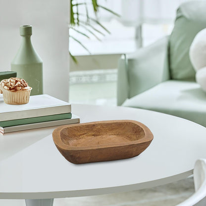 Bowl for Candle Making Hand Carved Wooden 9.8 x 5.9 inch Rustic Decorative for Bread Making Dining Room Home Decoration