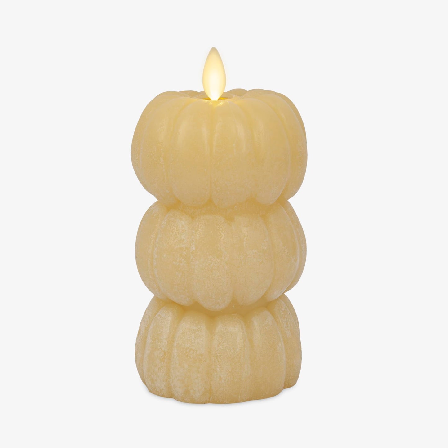 Luminara Stacked Jack-o-Lanterns Pumpkins Figural (Russet Orange) Flameless Candle Real Wax Moving Flame LED Candle (3.1" x 6"),