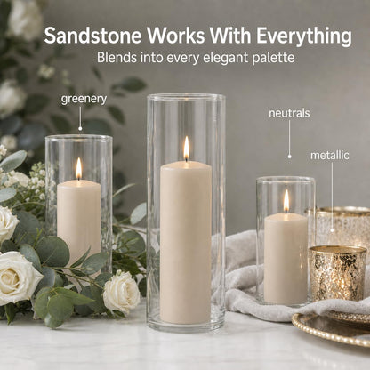 Yummi Set of 36 Slim Pillars and Cylinder Vases - Sandstone