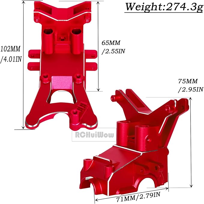 RC Composite Front Rear Upper Gearbox Covers and Shock Tower Upgrades for 1/10 Big Rock 3S BLXGranite/Senton 3S BLXGranite/Senton Mega5501/8 Typhon 3S BLXTyphon Mega550Red