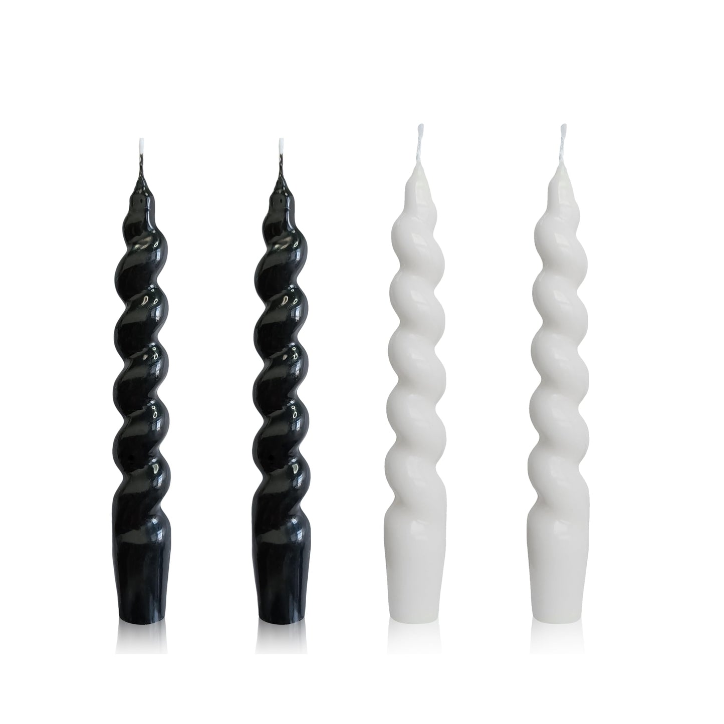 4PCS Unscented Spiral Candle Handmade Black Short Candlesticks 7.5Inch Smokeless Taper Candles Long Lasting Burn Candle Sticks Small Twisted Candlestick for Halloween Decoration