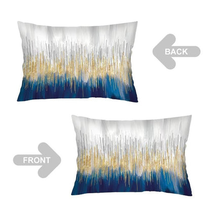 Blue Grey and Gold Art Painting Throw Pillow Cover Queen Size Set of 2,Abstract Lumbar Pillow Case Decorative Standard Pillow Cases with Zipper Modern Style Cushion Covers for Bed,Sofa,Couch,20"x30"