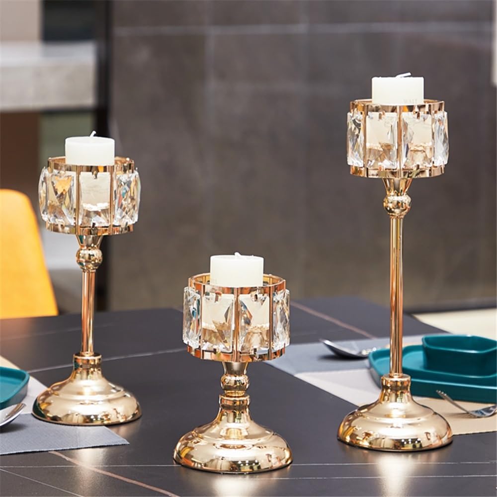 Candlestick Holders Simple Iron Glass Candlestick Modern Table Decoration Ornaments Candle Holder Candle Holders(Gold,Small)