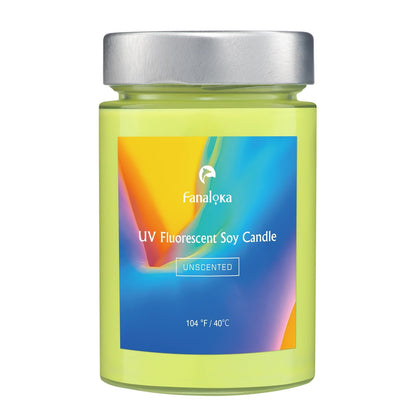 UV Fluorescent Soy Wax Low Temperature Candles, Low Heat Body Safe Candle for Night Party, Unscented, 104 °F (40°C), 11 oz (310g) (Yellow)