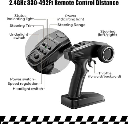 1/16 Brushless Fast RC Cars for Adult 35Mph High Speed Remote Control Car Cyber RC Truck 4x4 Monster Truck Toy 2.4GHz Remote All Terrain Off-Road Vehicle Colorful LED Light Kids Gift