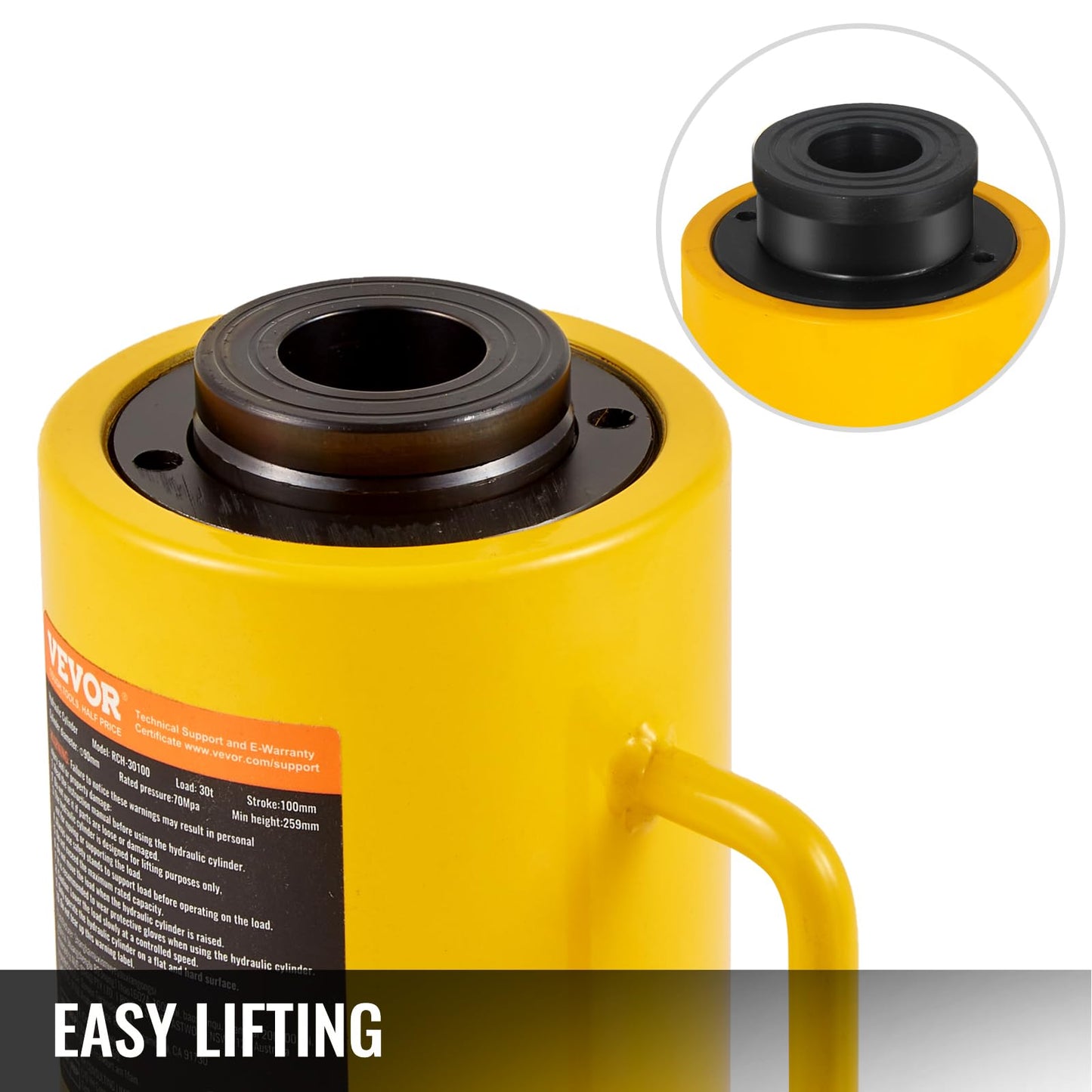 Mophorn Hydraulic Cylinder Jack 30Ton, Solid Ram Hydraulic Cylinder 4Inch, Stroke Single Acting Hydraulic Cylinder, w/Quick Connector Portable Hydraulic Solid Jack Industrial Lifting Jack Ram