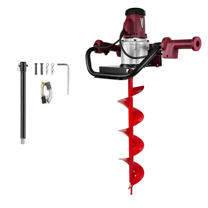 Yoputetool 1500W Electric Post-Hole Digger with 6-Inch Auger Bit, Earth Auger Drill, Auger Bit Earth Auger, Ideal for Post Hole Digging, Drilling, Tree Planting, Red