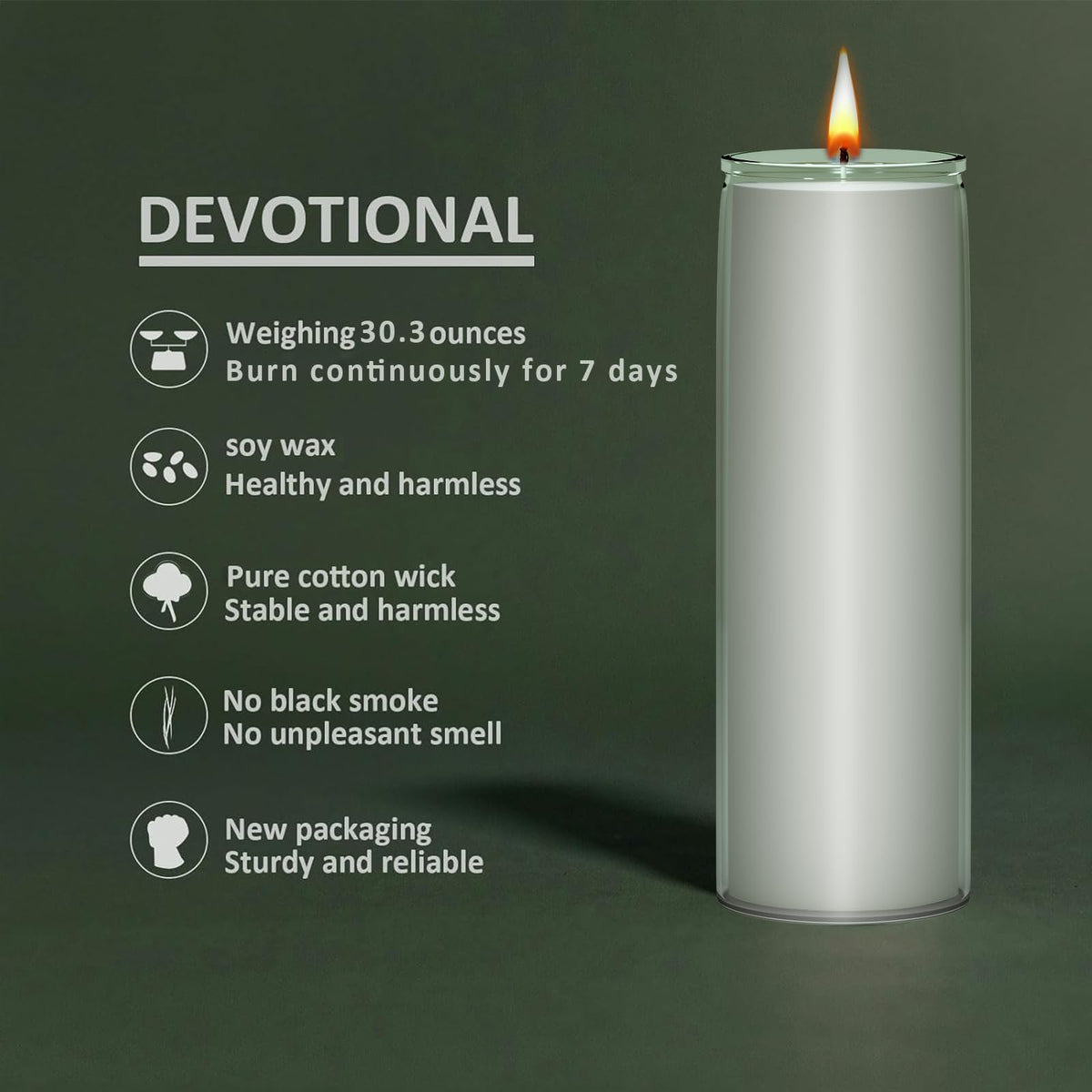 Bulk 12 Pack 7 Day Soy Wax Prayer Candles in Glass – Natural Clean Burning, Unscented Devotional Catholic Candle for Church, Vigil & Memorial (White)