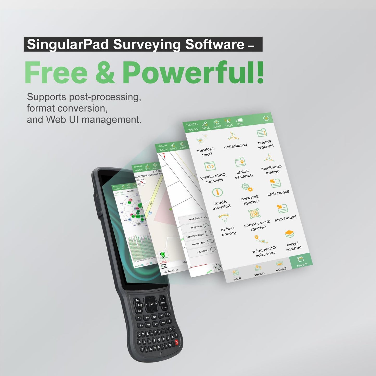 L1-Laser GNSS RTK Surveying Equipment with IMU Rover & Base, GNSS Receiver | Handheld Collector with Software & AR Stakeout | 2cm Accuracy, 15km UHF, 120° Tilt Survey, Supports PPP/PPK/RTK/NTRIP/Radio