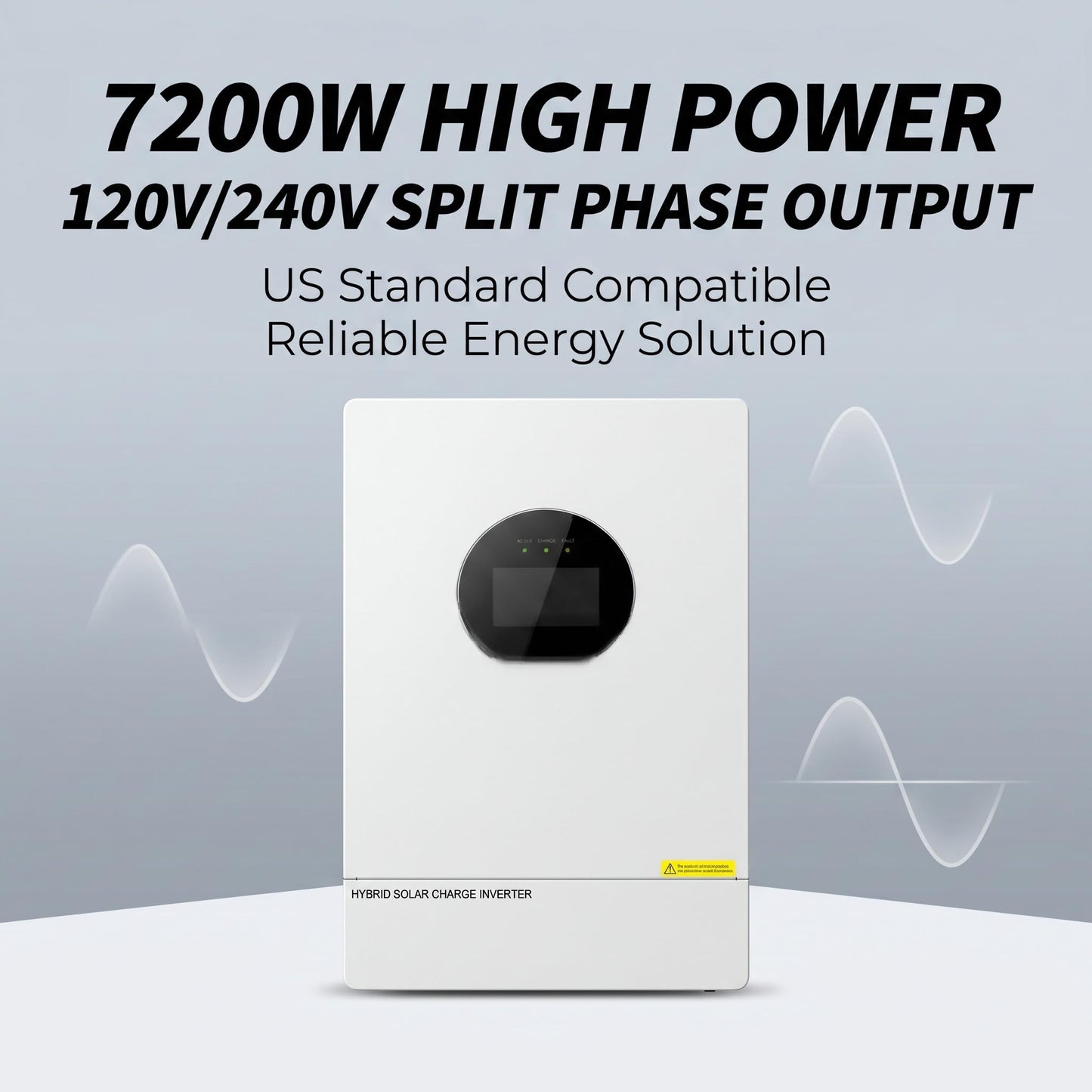7200W Split-Phase Hybrid Solar Inverter, 120V/240V, 150A Dual MPPT, 48V Battery, UL Certified for Home Backup