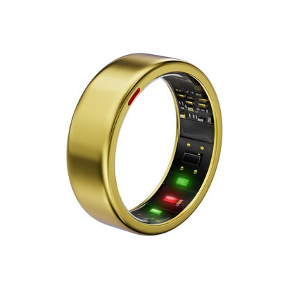 POBOVi Smart Ring for Women Men- Sleep/Fitness/Stress/Heart Rate Tracker- Menstrual Records - 7 Days Battery Life - Wireless Charging - No APP Subscription - iOS & Android Compatible (Gold, Size 9)