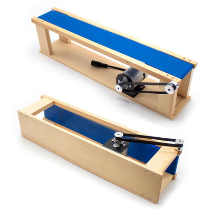 HMWOKPOT 5X70cm DIY Mini Desktop Conveyor Belt, AC 100-240V Elevator Model Friction Teaching Science Experiment Device 0-6000RPM
