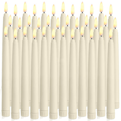 Baquler 36 Pcs Flameless Taper Candles LED Taper Candles Flickering Bulk Ivory LED Candlestick for Easter Wedding Church Halloween Christmas Party Decor Table Centerpiece, 8.5 in, No Batteries