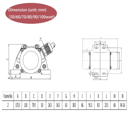 ATO AC 100W Concrete Vibrator Motor, 110V Low Noise Concrete Vibrating Motor, Adjustable Amplitude Easy to Install, Multi-Application Vibrator, 1 Phase 3600rpm, Used for Shaker Table, Sifters, Mixers