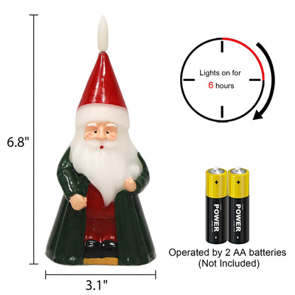 KunSwenn Santa Claus Christmas Flameless Candles with 6 Hour Timer, Christmas Candles Battery Operated Hand Carved LED Flickering Candle with 3D Wick for Home Holiday Xmas Decorations