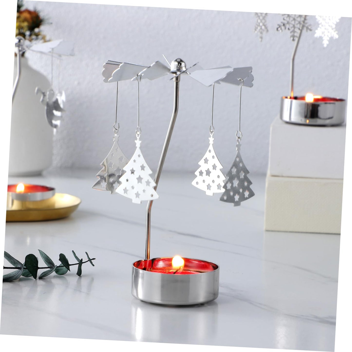 Cabilock 3pcs European Style Metal Carousel Candleholder for Wedding and Home Decoration Romantic Candle Stand for Dining Table Centerpieces Elegant Accent for Gatherings and Parties