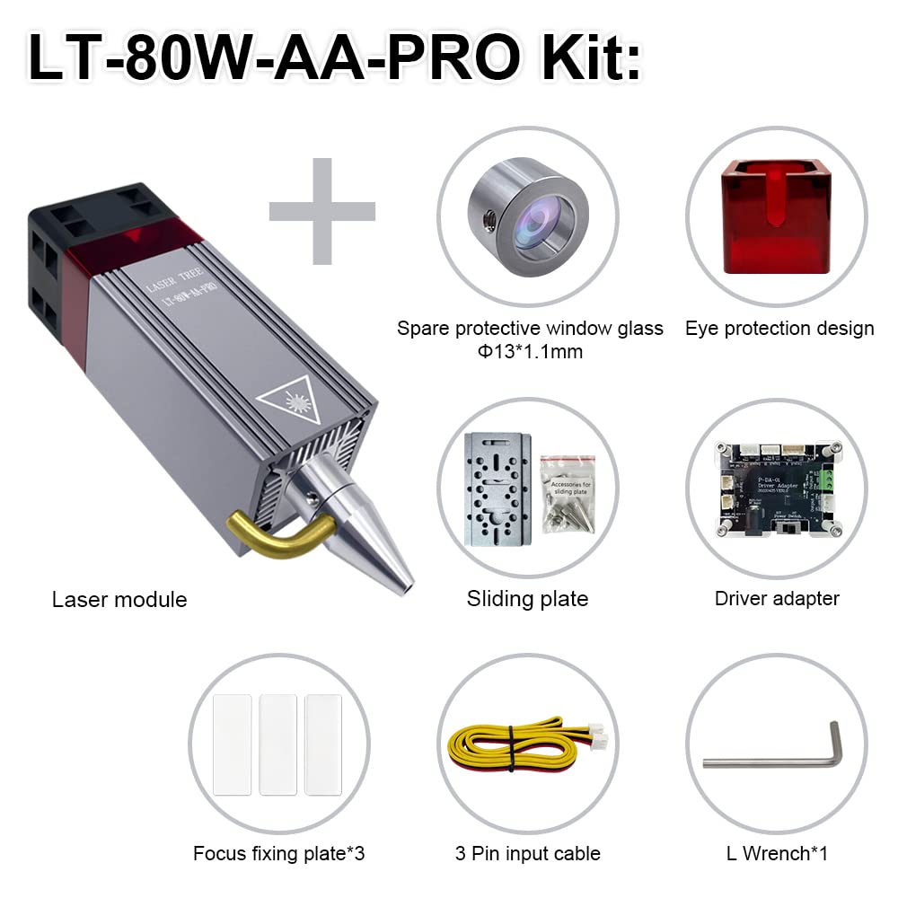 LASER TREE Laser Engraving Module, 10000mW(10W) Output Module with Air Assist System, Built-in FAC, Compressed Spot CNC Carving DIY Laser Master for Laser Cutter Engraving Machine Class 4, 12V
