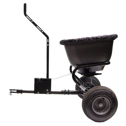 Brinly BS26BH-A Tow Behind Broadcast Spreader with Universal Hitch, 125 lb. - Deluxe Matte Black