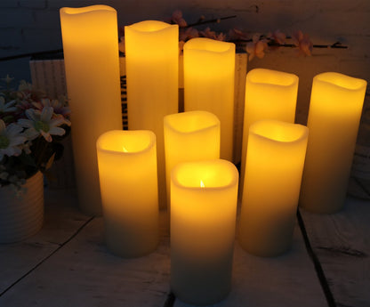 Vinkor Flameless Candles Battery Operated Candles Real Wax Pillar LED Candles with 10-Key Remote and Cycling 24 Hours Timer (Ivory 4" 5" 6" 7" 8" 9")
