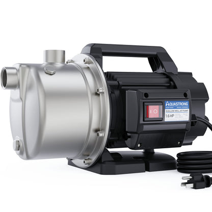 Aquastrong 115V Shallow Well Garden Pump, Stainless Steel, 1320 GPH, Water Transfer Draining Irrigation Sprinkler Pump, for Lawn,Garden,1.6 HP Portable