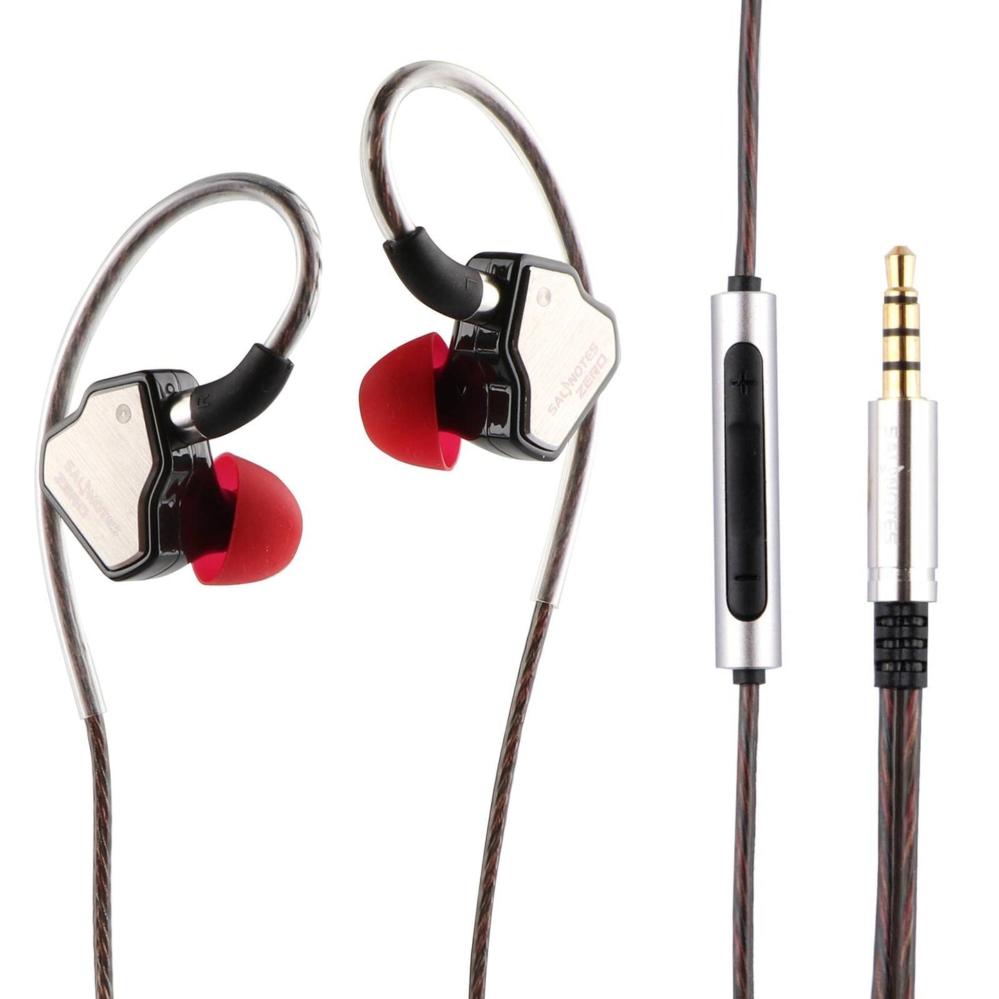 Linsoul 7Hz Salnotes Zero HiFi 10mm Dynamic Driver in-Ear Earphone IEM with Metal Composite Diaphragm Stainless Steel Faceplate Detachable 2Pin OFC Cable (Black, with Mic, 3.5mm)
