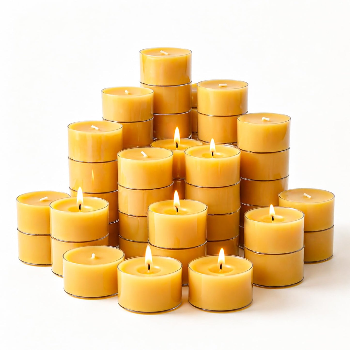 Crenovo 36 Pack Beeswax Tea Lights, 4-Hour Long Burning Tealight Candles, Ideal for Dinners Meditation Home Decor Tea Candles