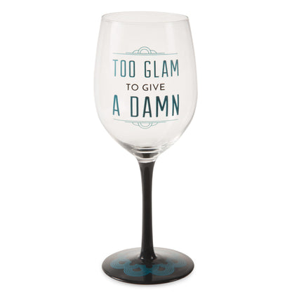 Pavilion Gift Company Pretty Inappropriate Too Glam To Give A Damn Wine Glass Candle Holder, Blue