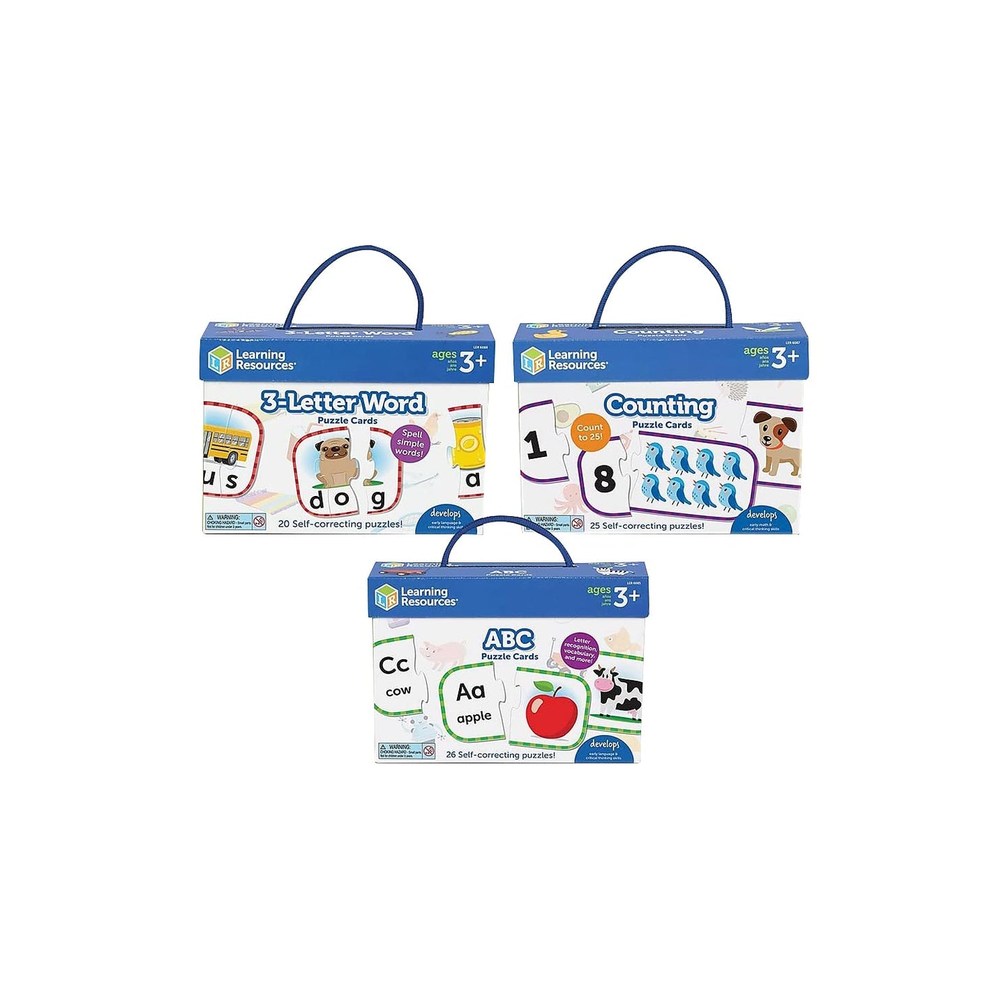 Learning Resources Preschool Puzzle Cards, ABCs, Counting & 3-Letter Words, Ages 3+