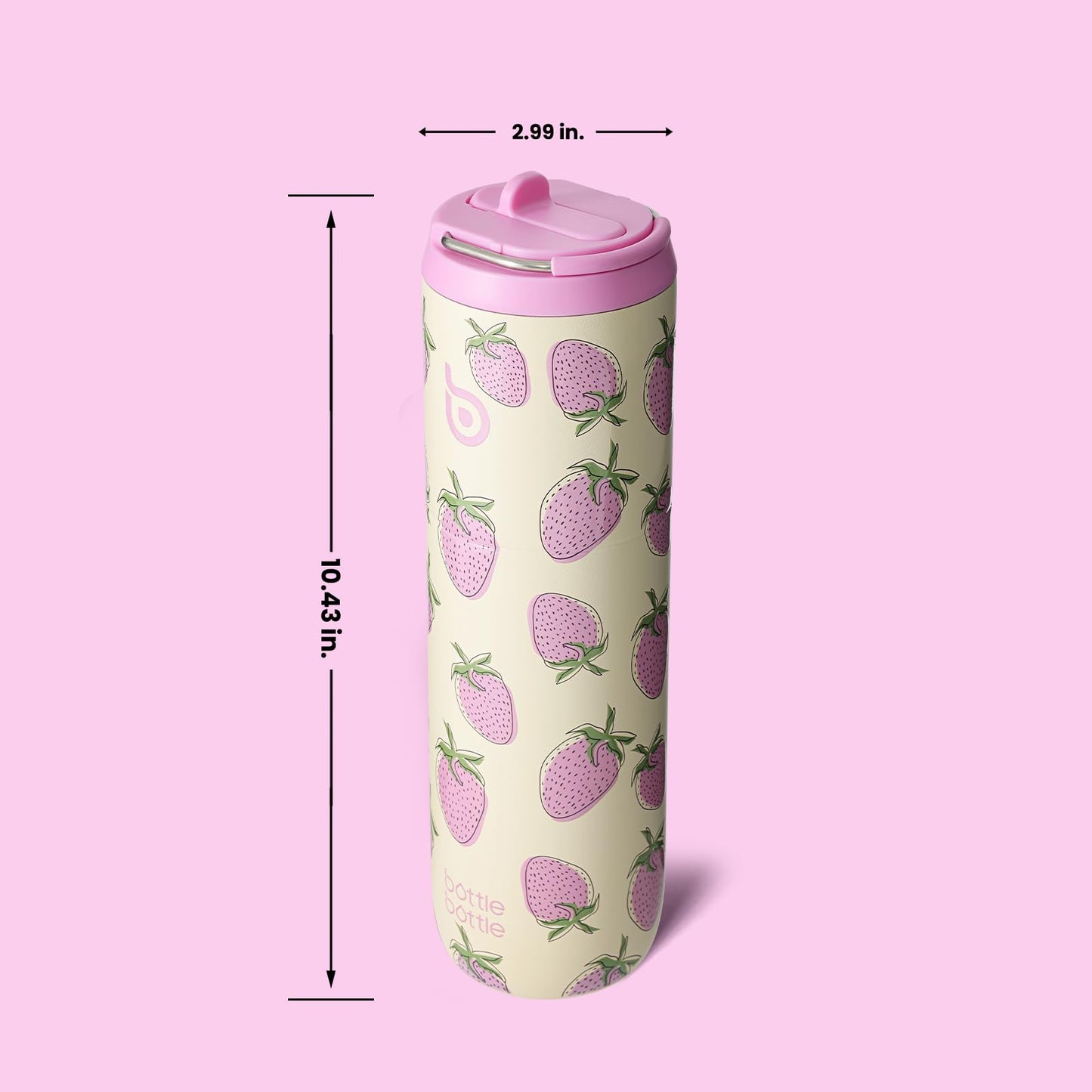 BOTTLE BOTTLE Insulated Water Bottle 24oz with Straw Lid and Handle for Sports Travel Gym Stainless Steel Water Bottles Double-Wall Vacuum Metal Leak Proof BPA-Free (Strawberry)