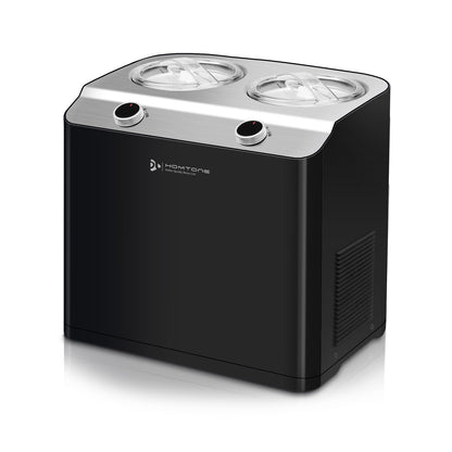 Homtone 2 Flavor Ice Cream Maker,Automatic Compressor Ice Cream Maker Machine with 2 Bowls,2.6QT (2 x 1.3qt) Largest Capacity & Fastest Freezing Ice Cream Machine, 3 Modes, Keep Cool Function