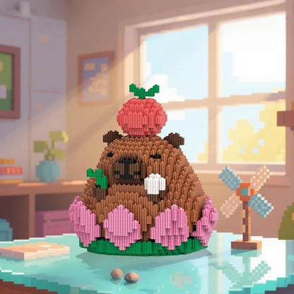 HOOLEDAY Animals Series Capybara Toy Micro Building Block Set 2110 Pieces with Lotus Base Design Decoration Present for Adults &amp Boys &amp Girls